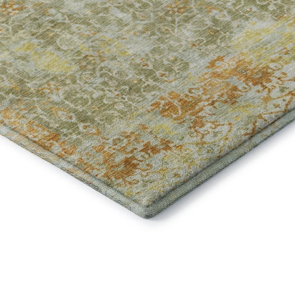 HomeRoots 8' Sage Gold And Copper Round Rug - Durable Oriental Design with Stain Resistance & UV Protection 700202