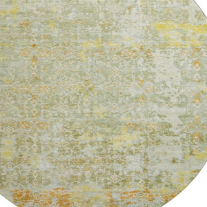 HomeRoots 8' Sage Gold And Copper Round Rug - Durable Oriental Design with Stain Resistance & UV Protection 700202