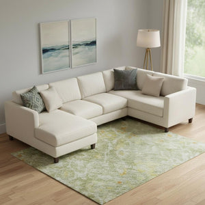 HomeRoots 10' X 14' Sage, Gold & Copper Oriental Area Rug - Washable, UV-Protected, Durable for Modern Homes 700205