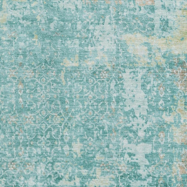 HomeRoots 8' X 10' Elegant Teal Gray & Taupe Oriental Washable Area Rug with UV Protection for Homes 700209