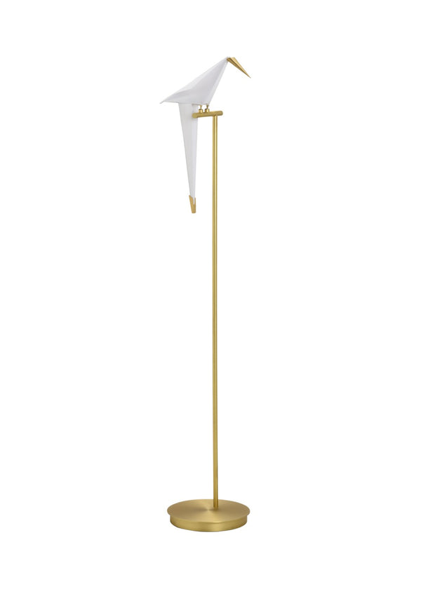 Chelsea House Origami Sculptural Bird Floor Lamp With Antique Brass Stem, Led Warm Light, Compact 61" Height 70021