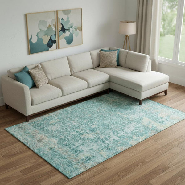 HomeRoots 9' Transitional Teal Gray Taupe Washable Area Rug with UV Protection - Stylish & Stain-Resistant! 700210