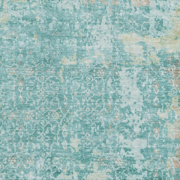 HomeRoots 10' Teal Gray and Taupe Oriental Area Rug - Washable, UV Protected, Stylish for Busy Homes! 700211