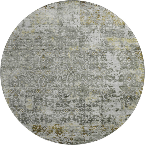 HomeRoots 8' Taupe Beige & Ivory Oriental Round Rug - Stylish, Washable, UV Protected, Non-Slip Design! 700214