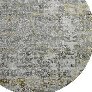 HomeRoots 8' Taupe Beige & Ivory Oriental Round Rug - Stylish, Washable, UV Protected, Non-Slip Design! 700214