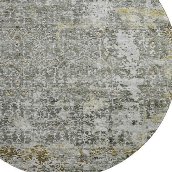 HomeRoots 8' Taupe Beige & Ivory Oriental Round Rug - Stylish, Washable, UV Protected, Non-Slip Design! 700214