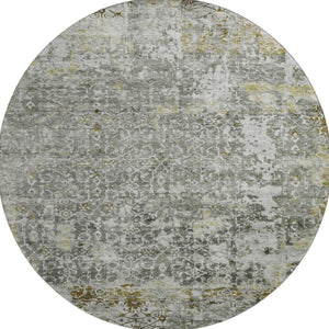 HomeRoots 8' Taupe Beige & Ivory Oriental Round Rug - Stylish, Washable, UV Protected, Non-Slip Design! 700214