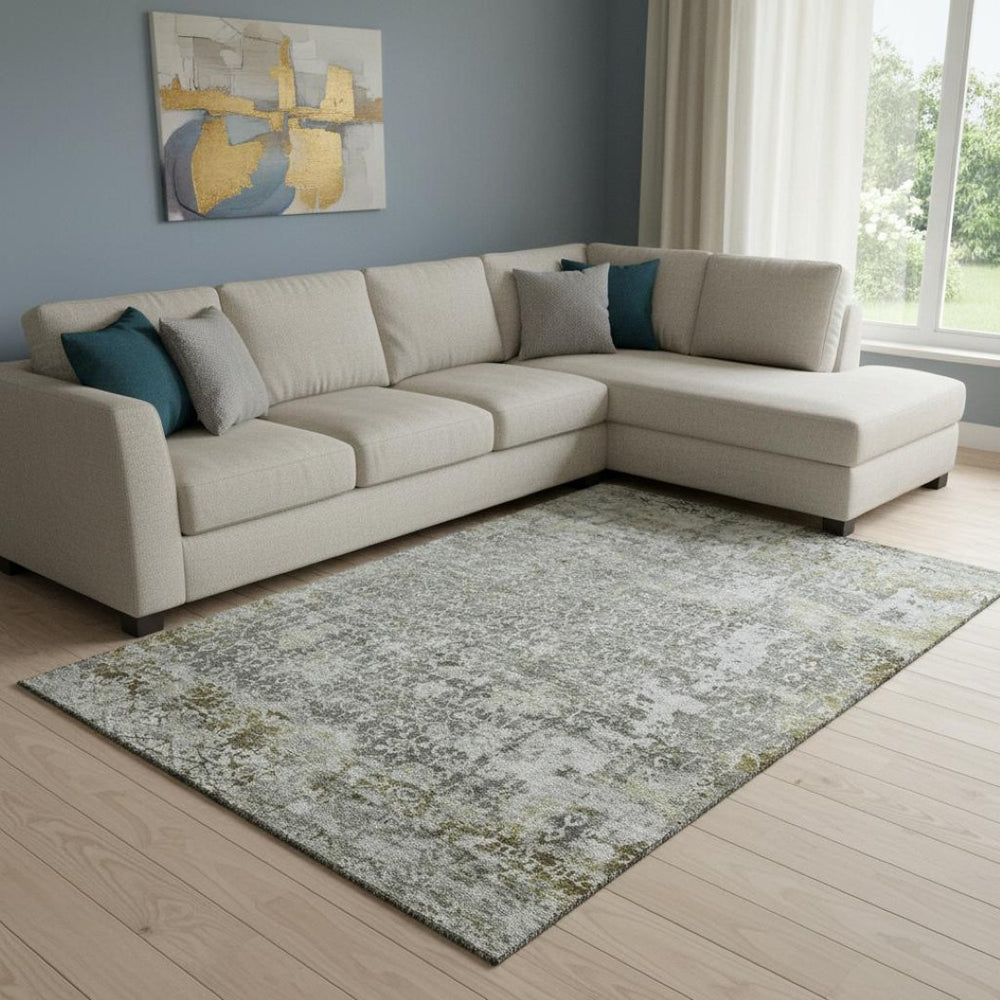 HomeRoots 8' X 10' Elegant Taupe Beige & Ivory Oriental Washable Area Rug with Stain Resistance & UV Shield 700215