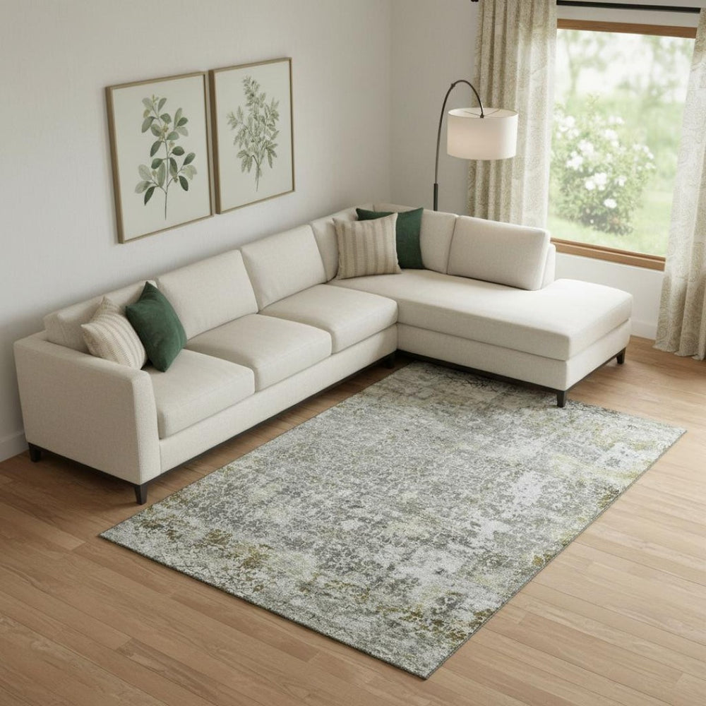HomeRoots 9' X 12' Taupe Beige Ivory Oriental Area Rug - Washable, Stain-Resistant, UV Protected for Homes 700216