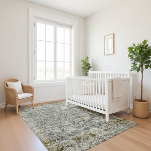 HomeRoots 9' X 12' Taupe Beige Ivory Oriental Area Rug - Washable, Stain-Resistant, UV Protected for Homes 700216