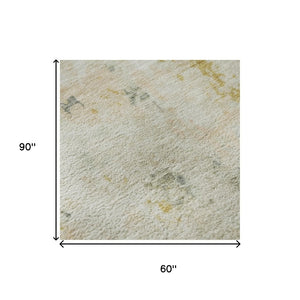 HomeRoots 5' X 8' Abstract Beige Gold Ivory Area Rug - Washable, Stain Resistant, UV Protected for High Traffic 700219