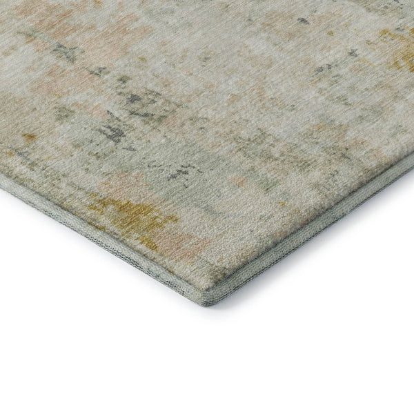 HomeRoots 9' X 12' Beige Gold Ivory Abstract Area Rug – Washable, UV Protected, Stylish for High-Traffic Spaces 700222
