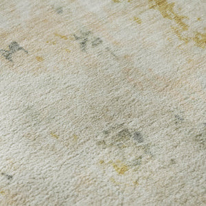 HomeRoots 9' X 12' Beige Gold Ivory Abstract Area Rug – Washable, UV Protected, Stylish for High-Traffic Spaces 700222