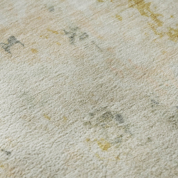 HomeRoots 9' X 12' Beige Gold Ivory Abstract Area Rug – Washable, UV Protected, Stylish for High-Traffic Spaces 700222