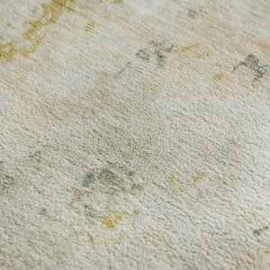 HomeRoots 10' X 14' Beige Gold Ivory Abstract Washable Area Rug - Stain Resistant, UV Protected, Durable Design 700223