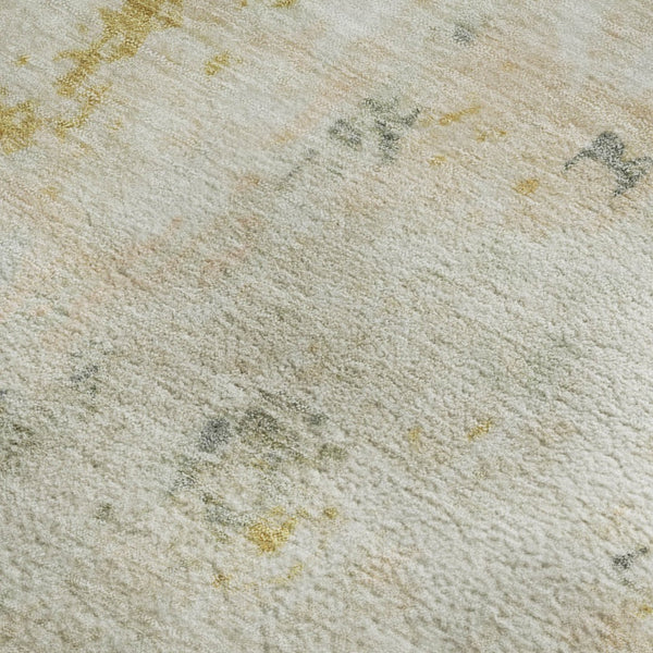 HomeRoots 10' X 14' Beige Gold Ivory Abstract Washable Area Rug - Stain Resistant, UV Protected, Durable Design 700223