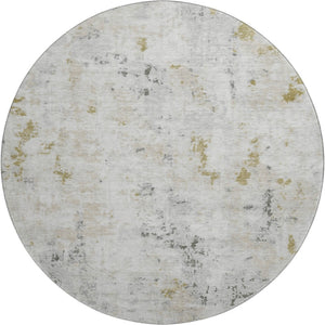 HomeRoots 8' Versatile Linen Beige and Gray Abstract Round Rug - Washable, UV-Protected, Perfect for Homes 700226