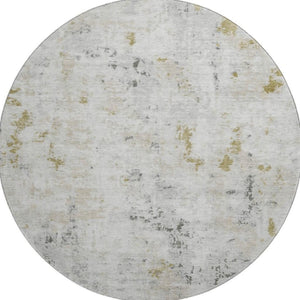 HomeRoots 8' Versatile Linen Beige and Gray Abstract Round Rug - Washable, UV-Protected, Perfect for Homes 700226