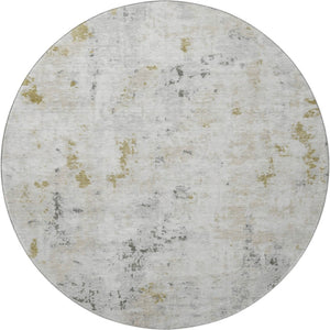 HomeRoots 8' Versatile Linen Beige and Gray Abstract Round Rug - Washable, UV-Protected, Perfect for Homes 700226