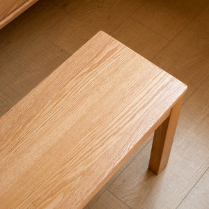 English Elm (1m) Solid Oak Dining Bench with Metal Reinforced Frame for Entryway or Table W1283P434271
