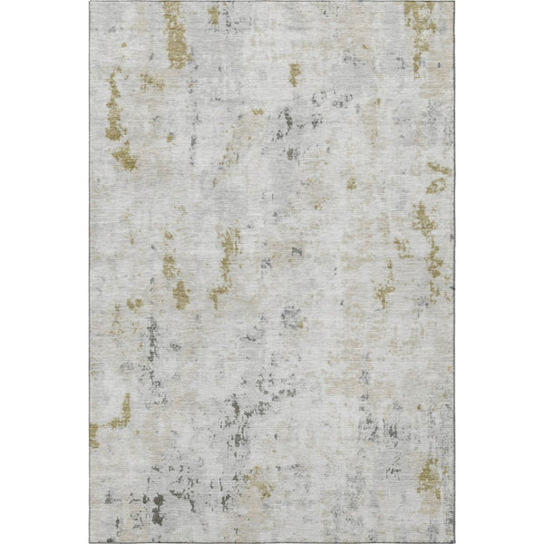 HomeRoots 9' X 12' Stylish Beige and Gray Abstract Area Rug - Washable, UV Protected, Perfect for High-Traffic Areas 700228