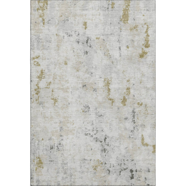 HomeRoots 10' X 14' Versatile Linen Beige & Gray Abstract Area Rug – Washable, UV-Protected, Durable Design 700229