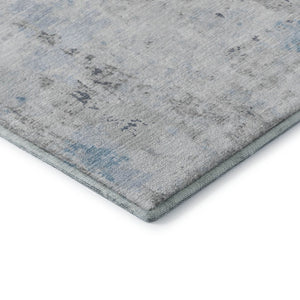 HomeRoots 8' Sky Blue Ivory and Gray Abstract Washable Round Rug - Durable, Stain Resistant, UV Protected Elegance 700232