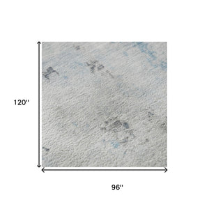 HomeRoots 8' X 10' Sky Blue Abstract Washable Area Rug - Durable, UV-Protected, Family-Friendly Design! 700233