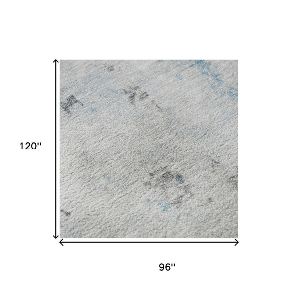 HomeRoots 8' X 10' Sky Blue Abstract Washable Area Rug - Durable, UV-Protected, Family-Friendly Design! 700233