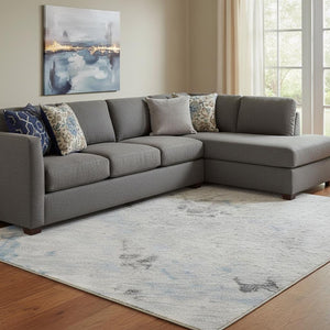 HomeRoots 8' X 10' Sky Blue Abstract Washable Area Rug - Durable, UV-Protected, Family-Friendly Design! 700233
