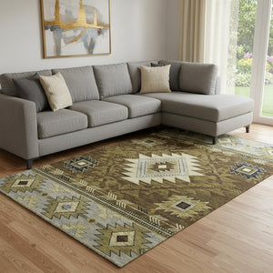 HomeRoots 8' X 10' Stylish Geometric Washable Area Rug with UV Protection - Durable, Stain-Resistant Design! 700239