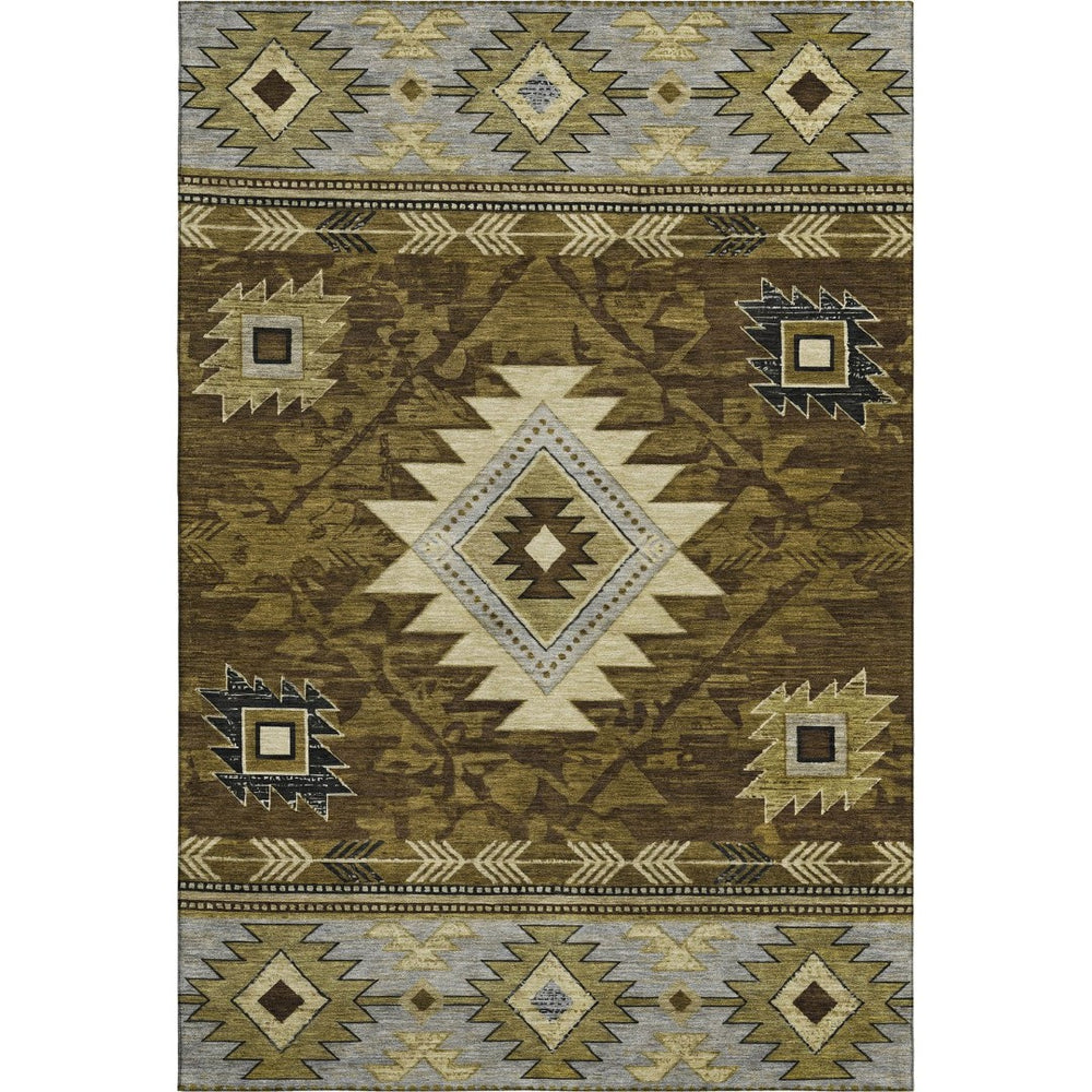 HomeRoots 8' X 10' Stylish Geometric Washable Area Rug with UV Protection - Durable, Stain-Resistant Design! 700239