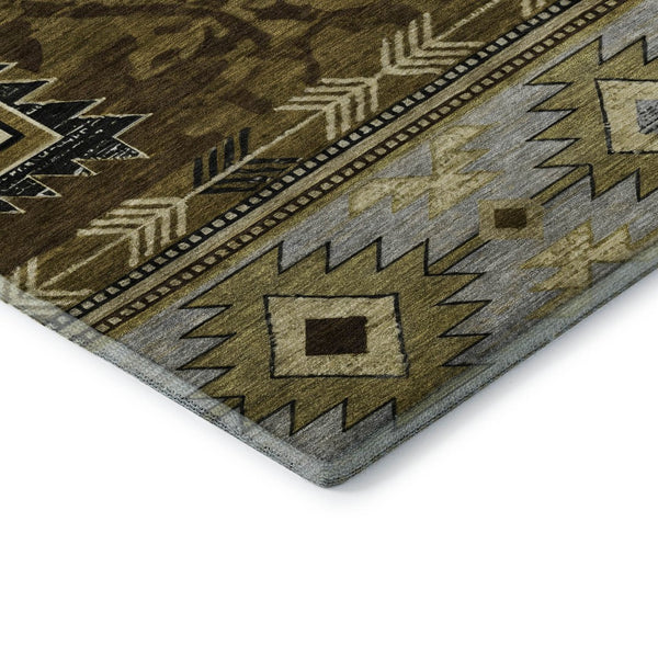 HomeRoots 10' X 14' Modern Geometric Washable Area Rug with UV Protection, Stain Resistance & Non-Slip Backing 700241