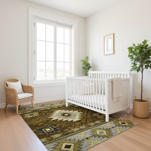 HomeRoots 10' X 14' Modern Geometric Washable Area Rug with UV Protection, Stain Resistance & Non-Slip Backing 700241
