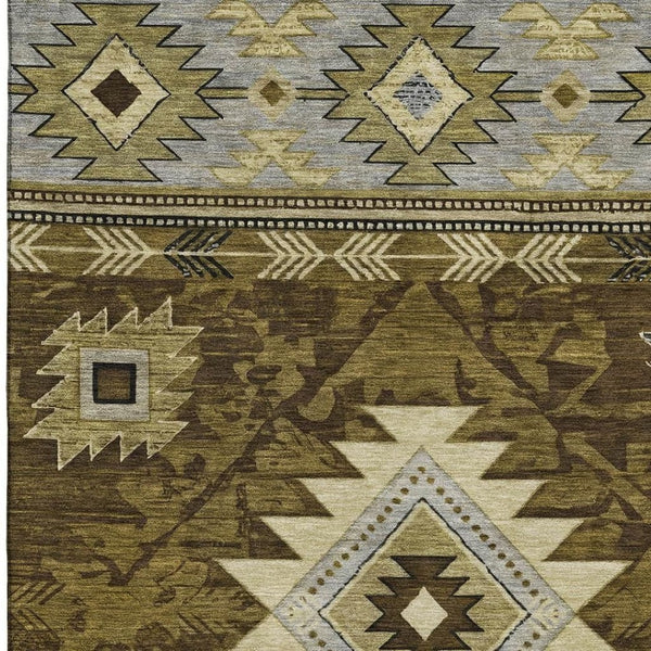 HomeRoots 10' X 14' Modern Geometric Washable Area Rug with UV Protection, Stain Resistance & Non-Slip Backing 700241