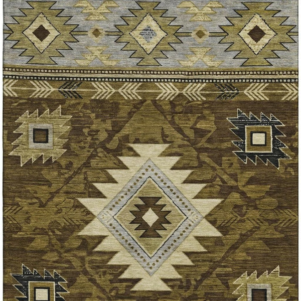 HomeRoots 10' X 14' Modern Geometric Washable Area Rug with UV Protection, Stain Resistance & Non-Slip Backing 700241