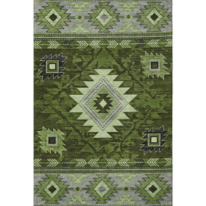 HomeRoots 8' X 10' Stylish Olive Green Gray Geometric Washable Area Rug with UV Protection & Non-Slip Backing 700251