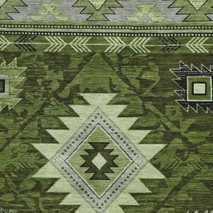 HomeRoots 10' Modern Geometric Olive Green Area Rug - Washable, UV Protected, Stain Resistant for Busy Homes 700253