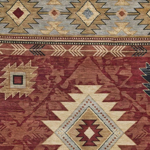 HomeRoots 5' X 8' Stylish Rust Beige Geometric Area Rug - Washable, UV Protected, Stain Resistant & Durable! 700255