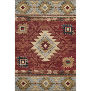 HomeRoots 8' X 10' Geometric Washable Area Rug in Rust Beige & Charcoal - UV Protected, Durable & Stylish! 700257