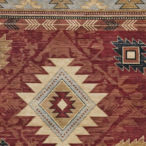 HomeRoots 10' X 14' Geometric Rust Beige and Charcoal Area Rug – Stylish, Washable, UV-Protected for Any Space 700259