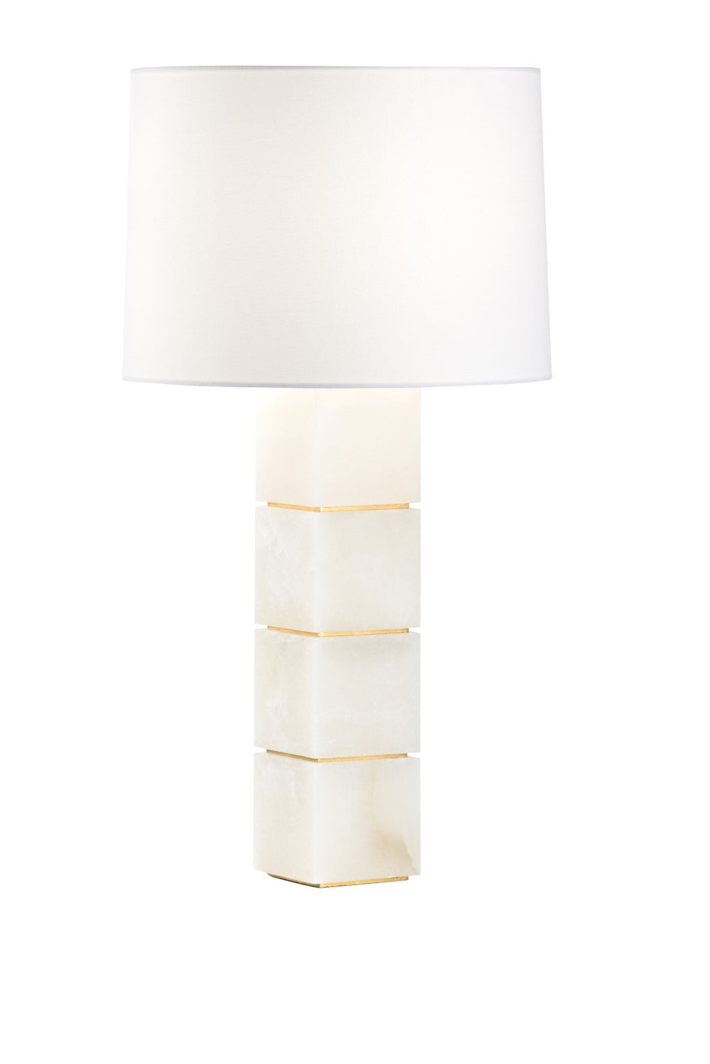 Chelsea House Stacked Alabaster Lamp With Antique Gold Leaf Bands — Sculptural 32" Ambient Light, Unique Veining Decor 70026