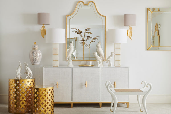 Chelsea House Stacked Alabaster Lamp With Antique Gold Leaf Bands — Sculptural 32" Ambient Light, Unique Veining Decor 70026