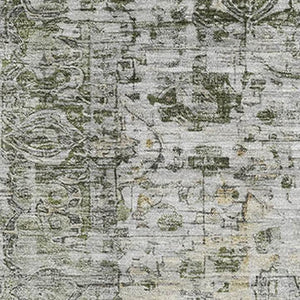 HomeRoots 5' X 8' Artichoke Green Gray Charcoal Oriental Area Rug - Washable, UV Protected, Pet-Friendly Design! 700261