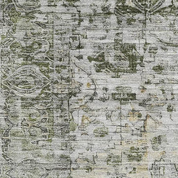 HomeRoots 5' X 8' Artichoke Green Gray Charcoal Oriental Area Rug - Washable, UV Protected, Pet-Friendly Design! 700261