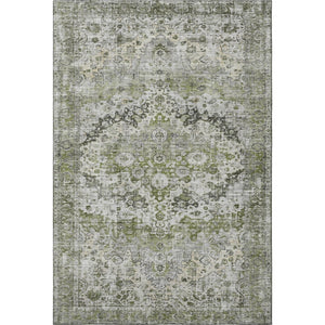 HomeRoots 5' X 8' Artichoke Green Gray Charcoal Oriental Area Rug - Washable, UV Protected, Pet-Friendly Design! 700261