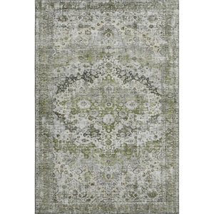 HomeRoots 10' X 14' Artichoke Green Gray Charcoal Oriental Area Rug - Washable, UV Protected for Busy Homes 700265