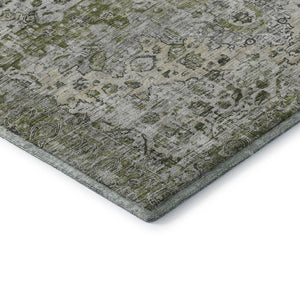 HomeRoots 10' X 14' Artichoke Green Gray Charcoal Oriental Area Rug - Washable, UV Protected for Busy Homes 700265