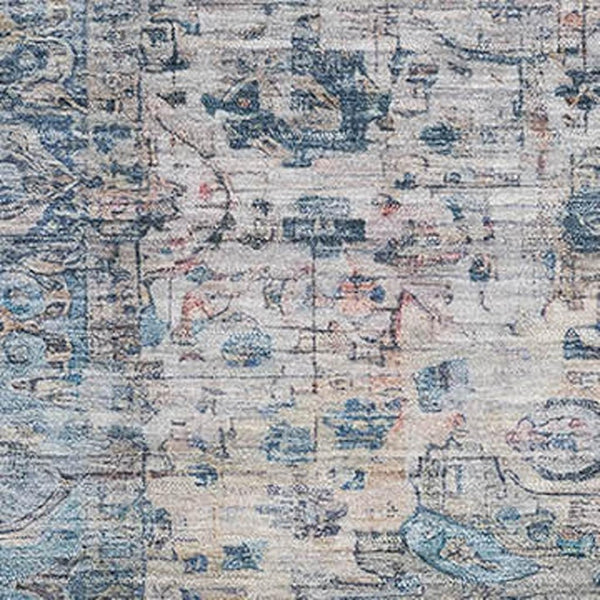 HomeRoots 8' X 10' Stylish Blue, Beige & Teal Oriental Washable Area Rug with UV Protection for High-Traffic Areas 700269
