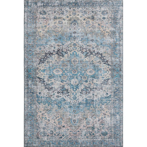 HomeRoots 10' Blue Beige and Teal Oriental Washable Area Rug - Durable, UV Protected for Family Spaces! 700271